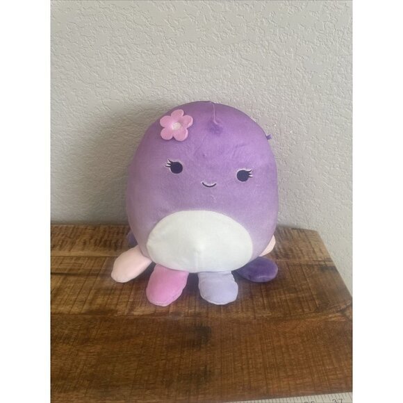 Squishmallow 8" Violet Octopus with Flower Purple Plush Kellytoy - Picture 2 of 9